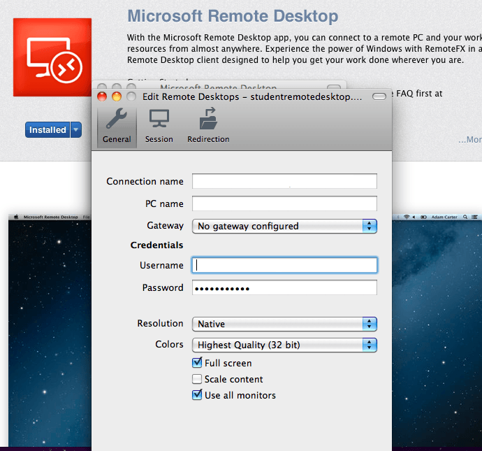 microsoft remote desktop for mac where are the redirected folder